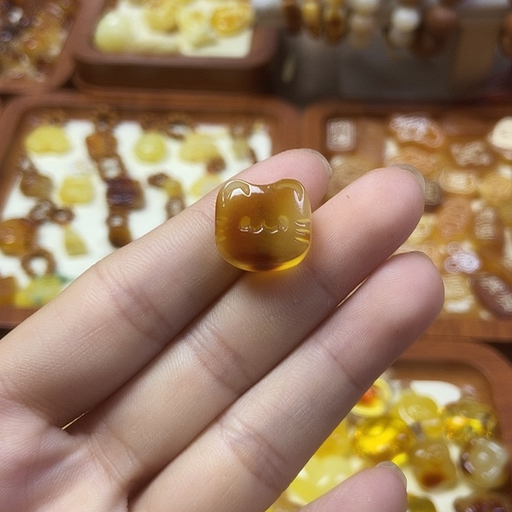 橄榄核吊坠小猫头15