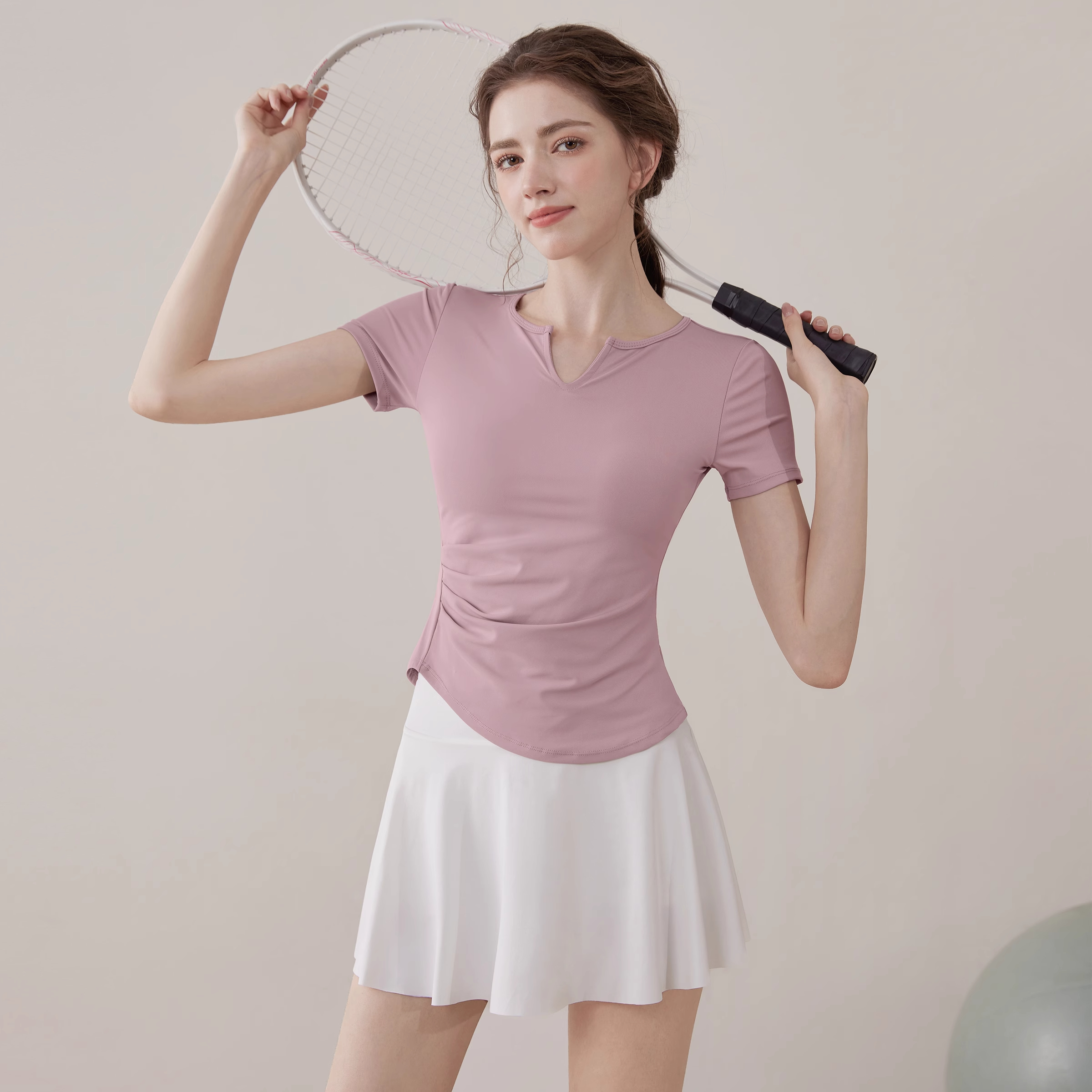 lulu瑜伽服女2025新款夏季短袖跑步显瘦运动普拉提训练健身服套装