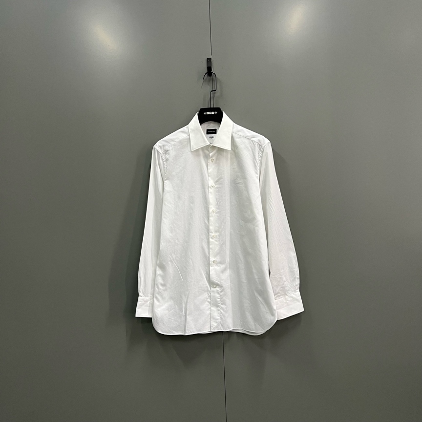 99新 ZEGNA jp1210 杰尼亚 白色翻领衬衫 42码 611013