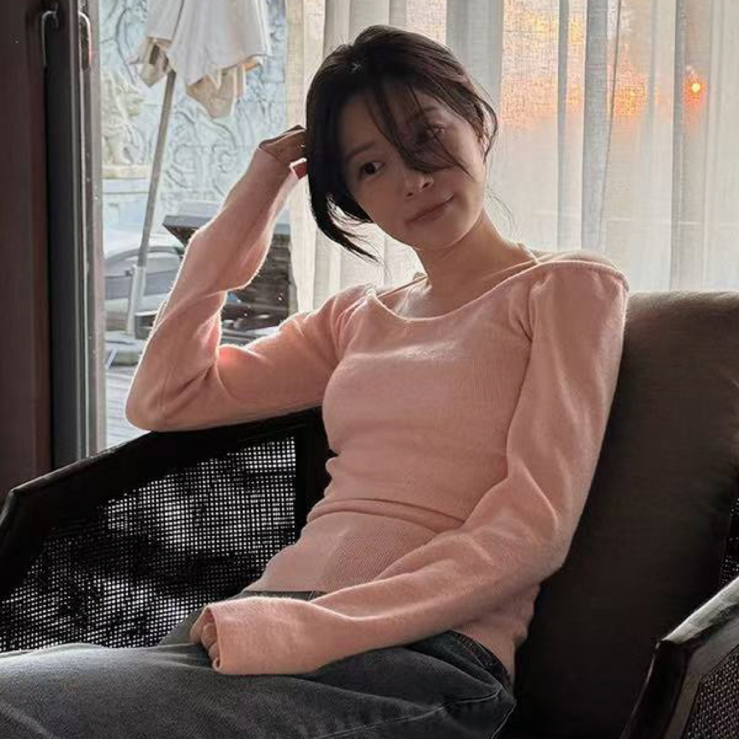 No退No换东大门女装2025新款一字肩修身显瘦长袖针织打底衫女