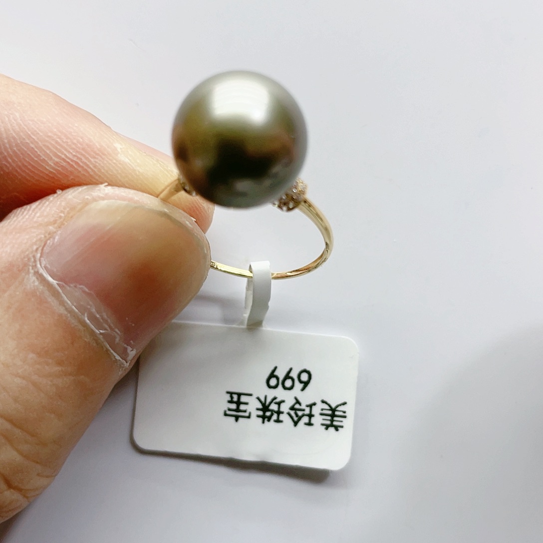 海水珍珠戒指18K金镶嵌