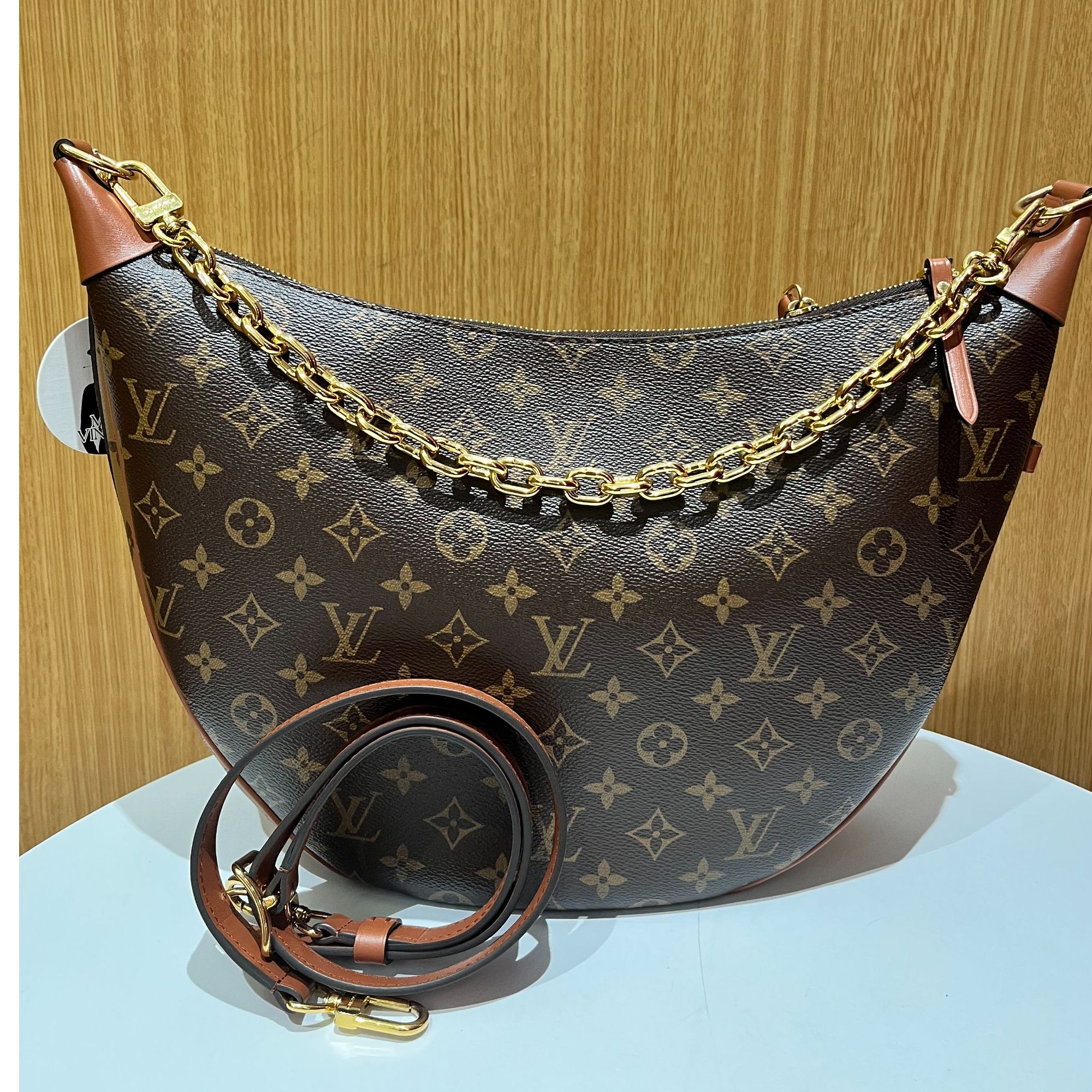 99新 LouisVuitton/路易威登 壹所奢品/lv大月亮loop经典老花包