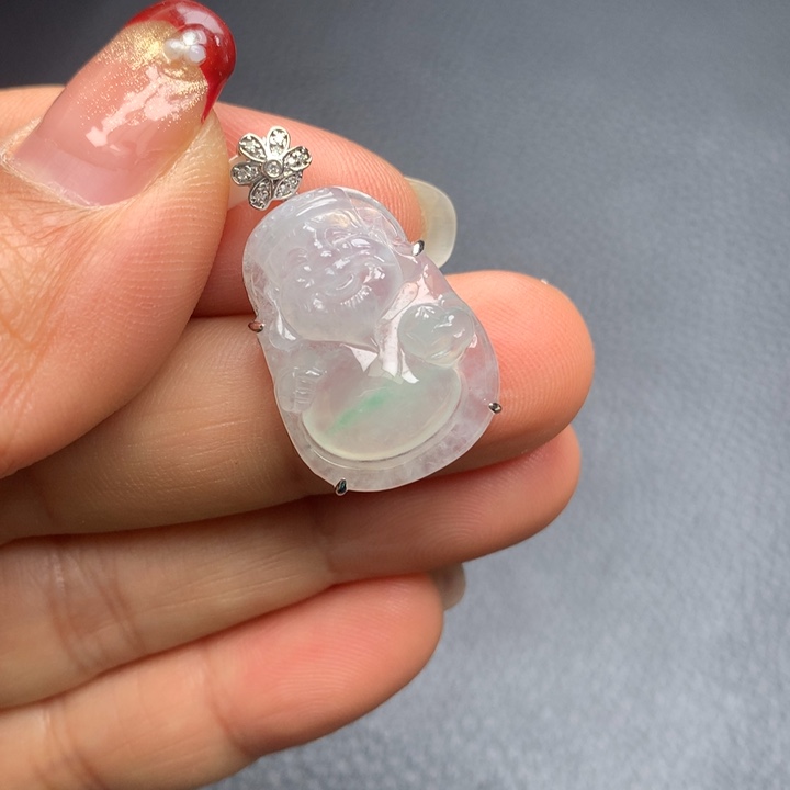 翡翠吊坠(不含链)18K金镶嵌