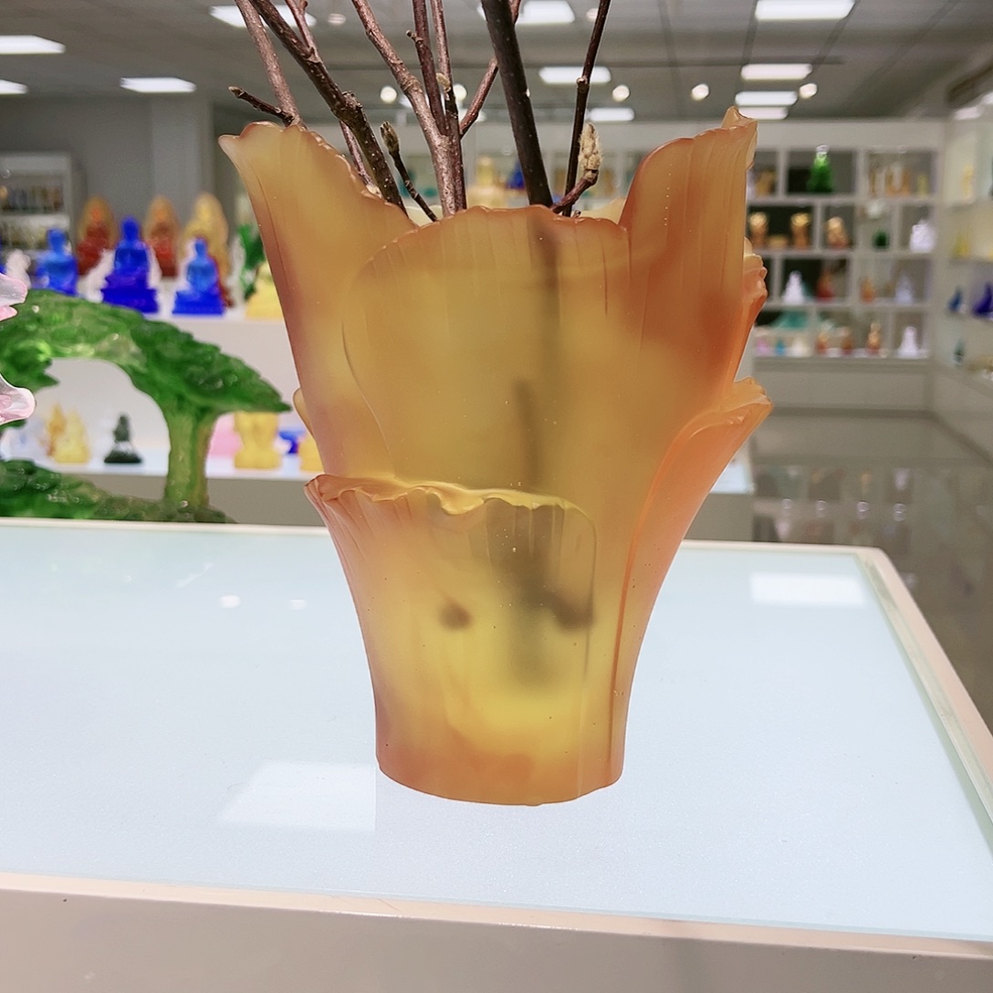 【闪购商品】茶宠&*饶古法琉璃荷花花瓶