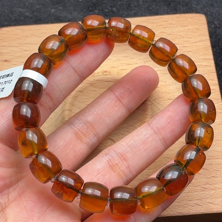 琥珀未镶嵌珠宝奇石10mm黄茶蜜植物意境