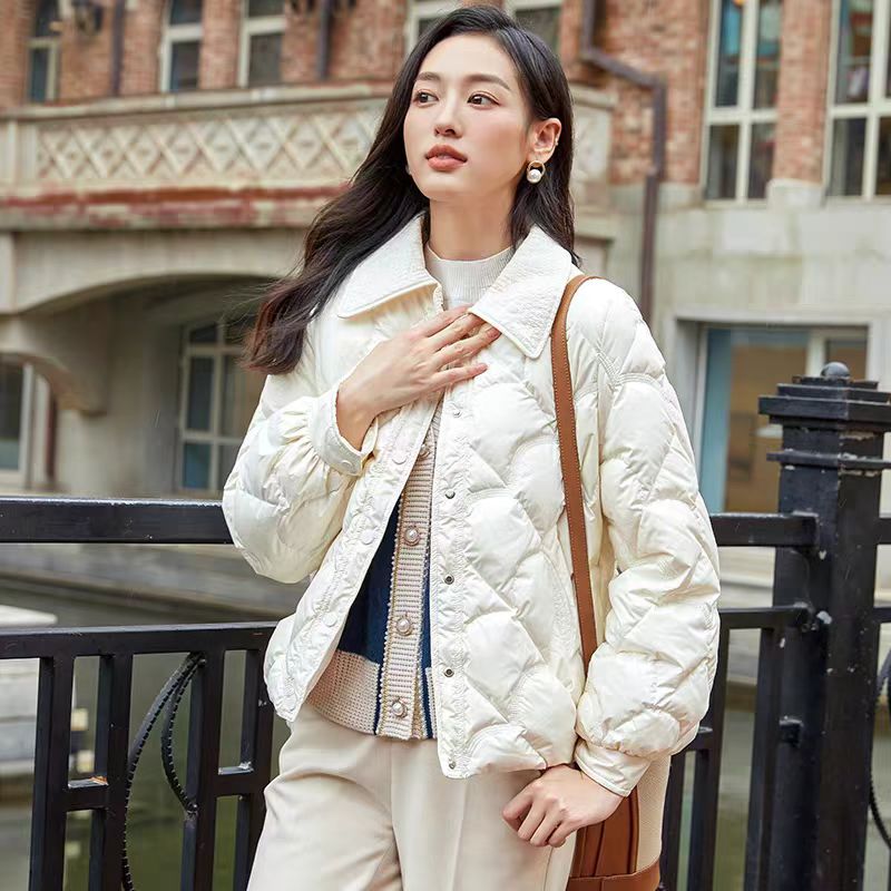 秋冬季新款高级感气质小香风保暖白鸭绒羽绒服百搭外套299(D8）