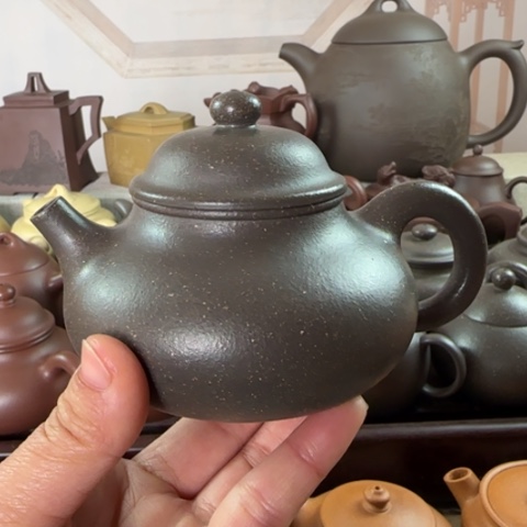 紫砂茶壶梨皮天青200c c