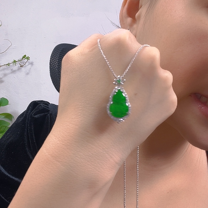 翡翠银S925镶嵌吊坠(不含链)