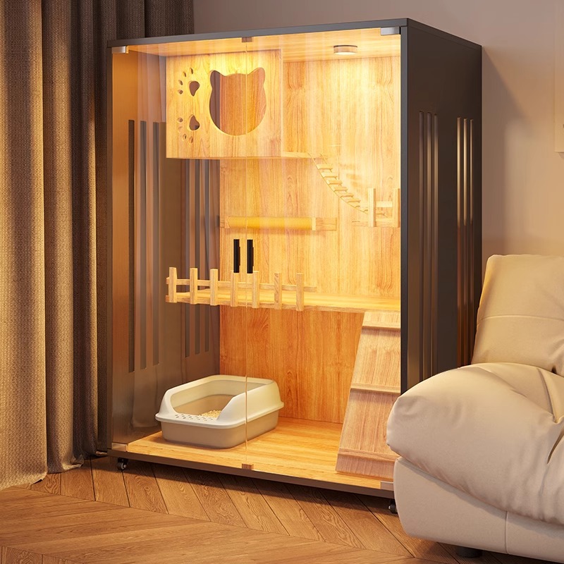 家用猫别墅猫豪华室内猫窝猫屋超大自由空间猫咪房子实木猫舍猫柜