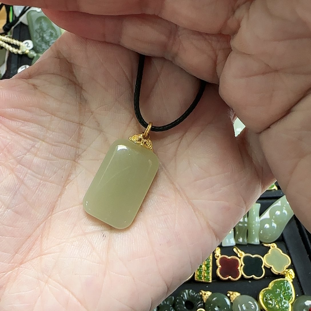 和田玉银S925镶嵌吊坠(不含链)