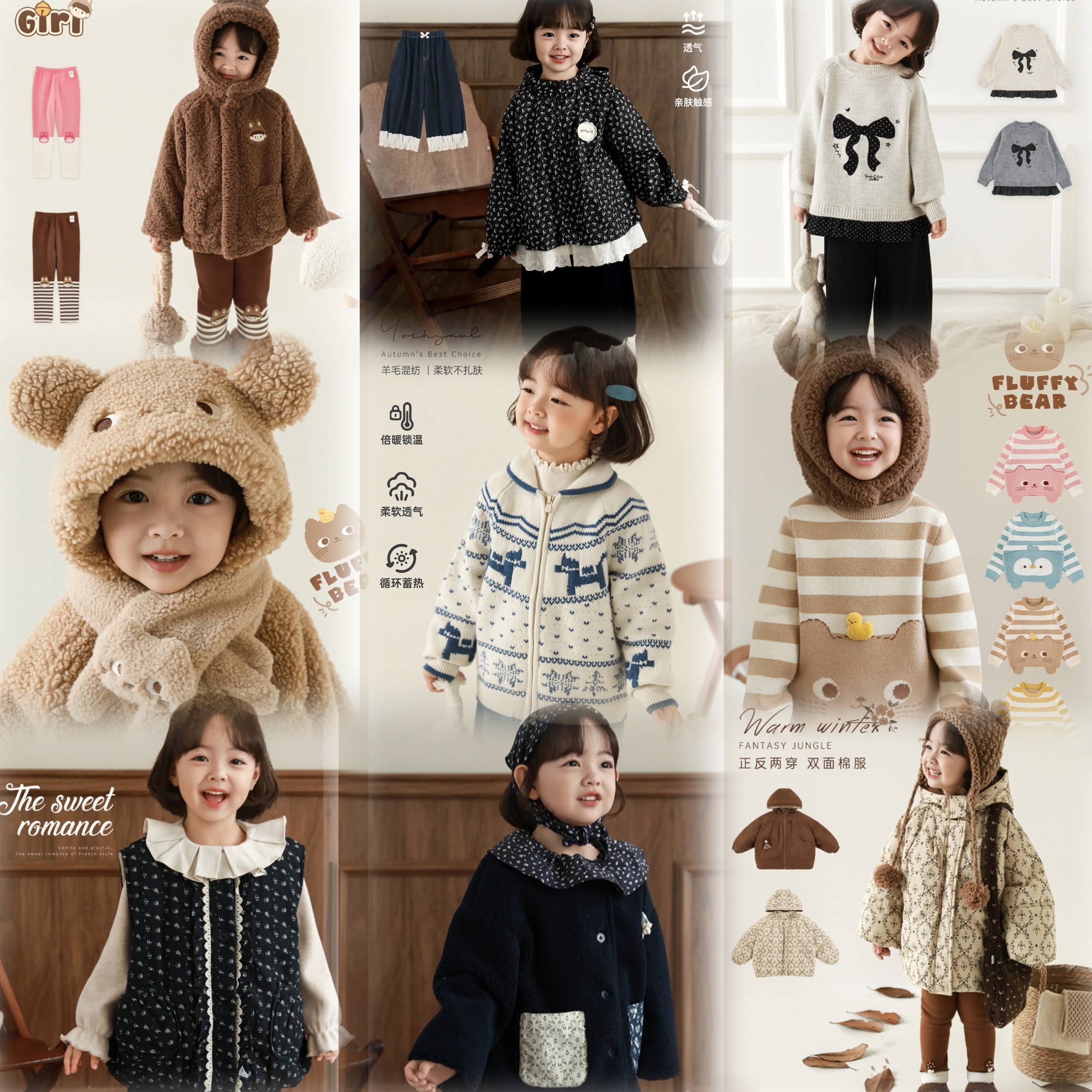 【幼悠女童专属】春贰波万里花香冬款儿童汉服牛仔组合 XT301