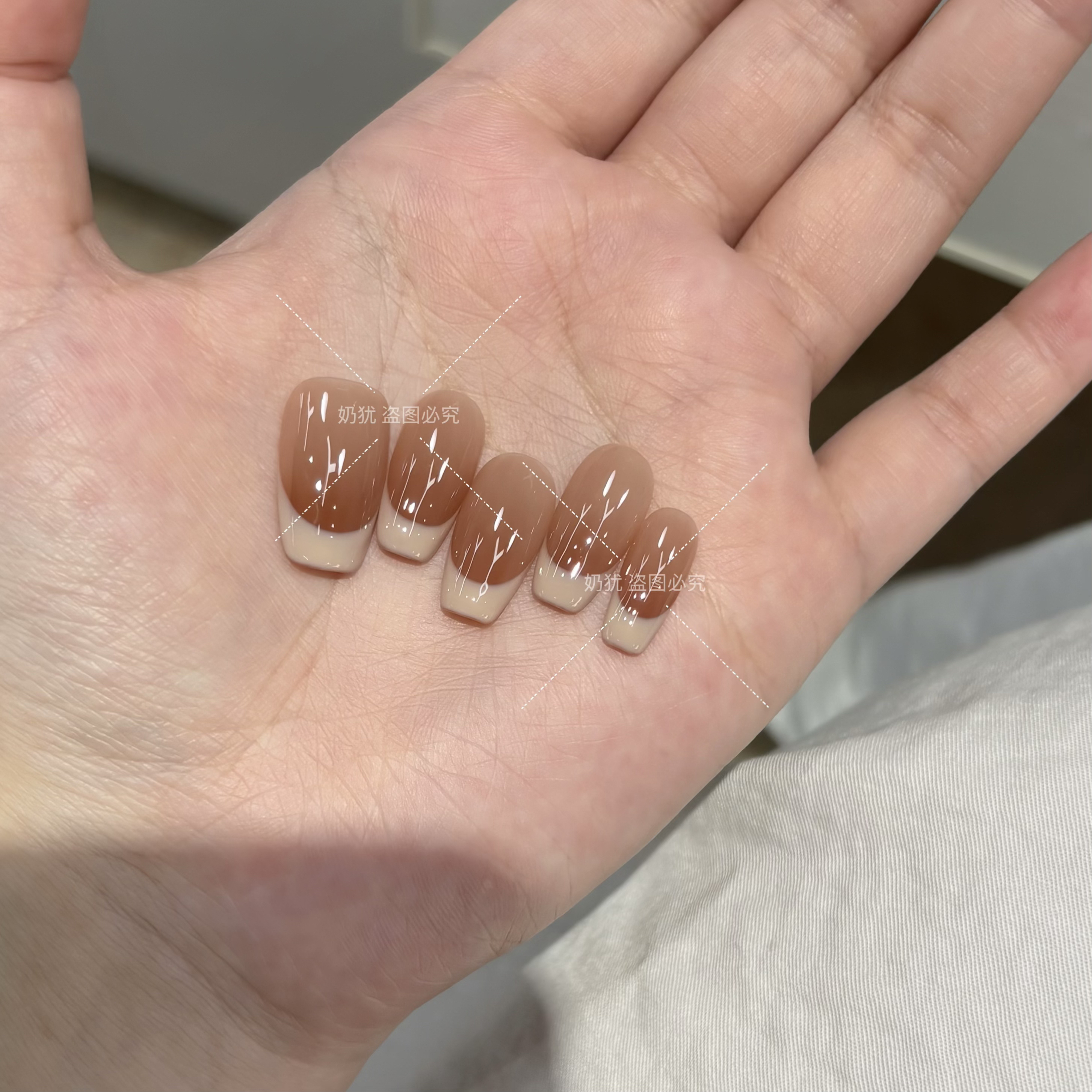 【榛果拿铁】奶犹高品质纯手工穿戴甲 穿戴美甲成品