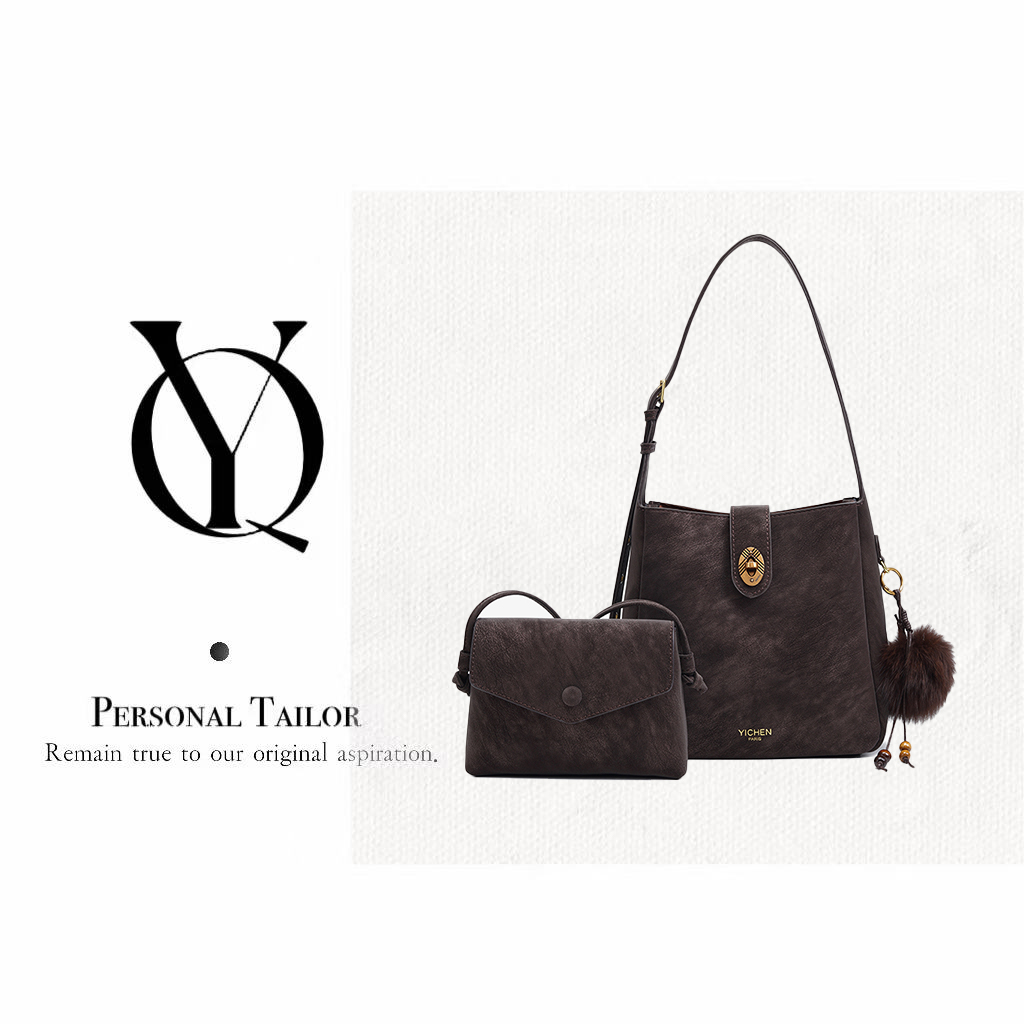 YICHEN女士托特包水桶包单肩肩包时尚百搭轻奢经典通勤秋冬2233-1