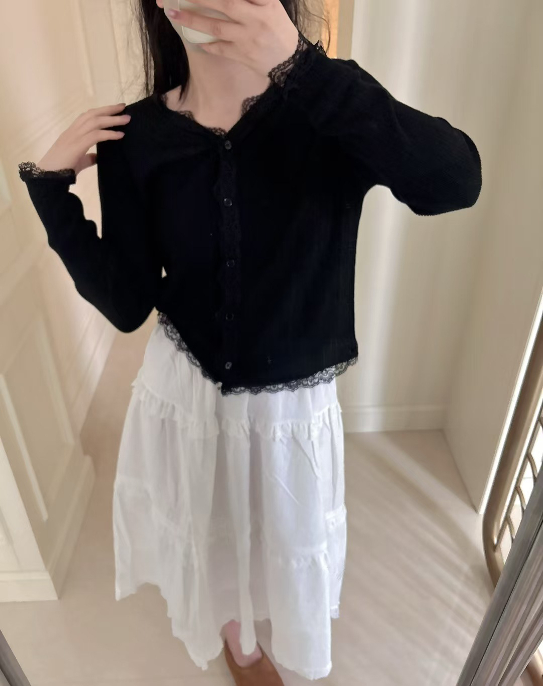 针织衫黑针织长袖遮肉显瘦针织套装秋季女娃娃领时尚百搭