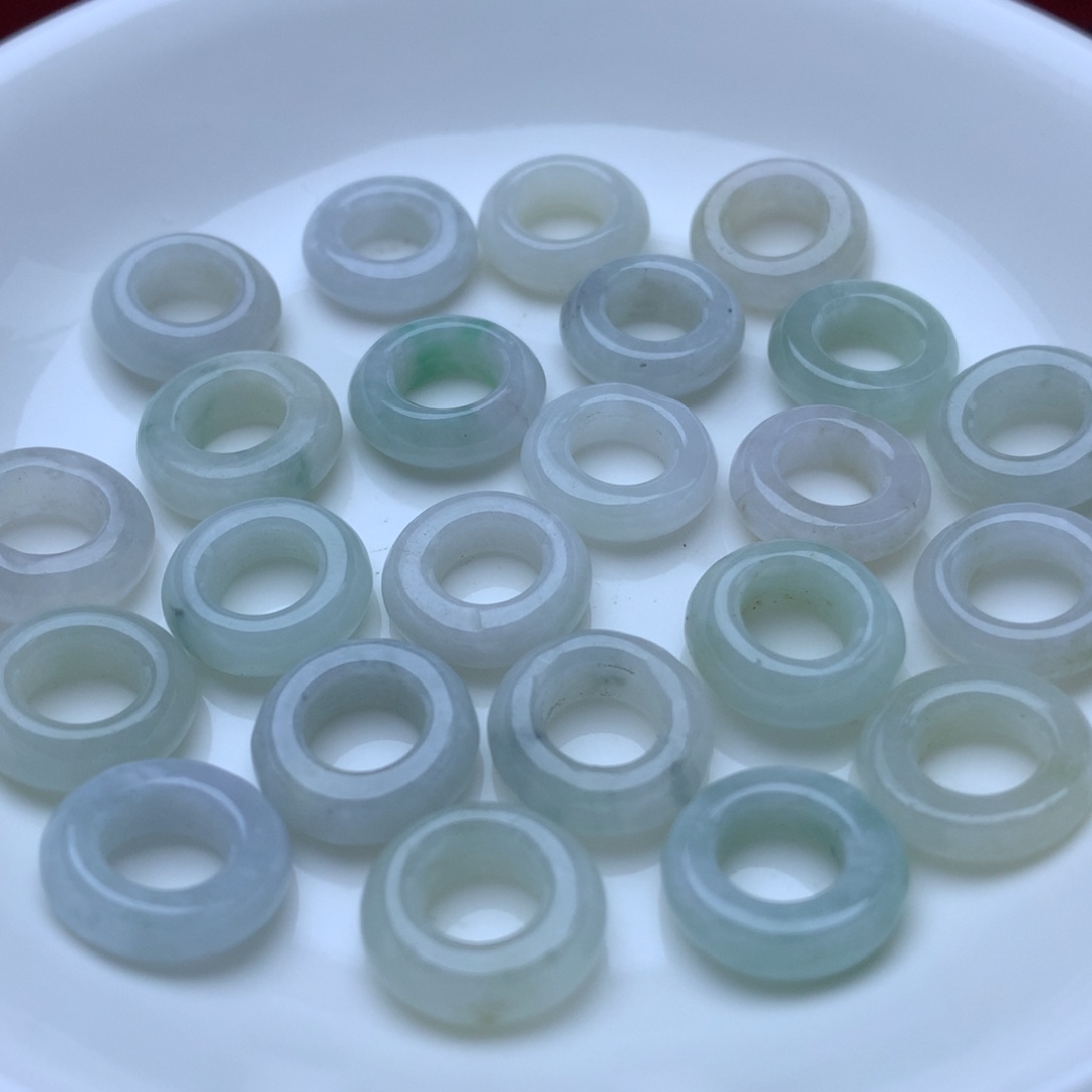 【闪购商品】翡翠手链未镶嵌卡12.7冰绿白圆环10个