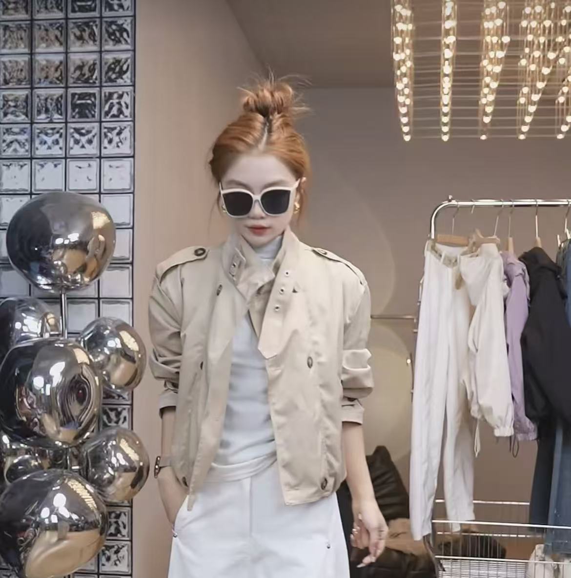 夹克风衣早秋双排扣立领卡其色小个子韩系休闲新款百搭外套