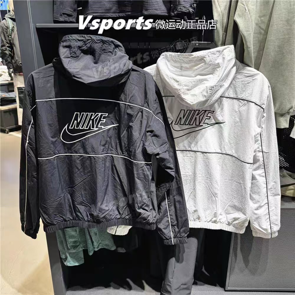 NIKE/耐克拉链落肩袖连帽透气复古风外套户外夏季休闲时尚速干