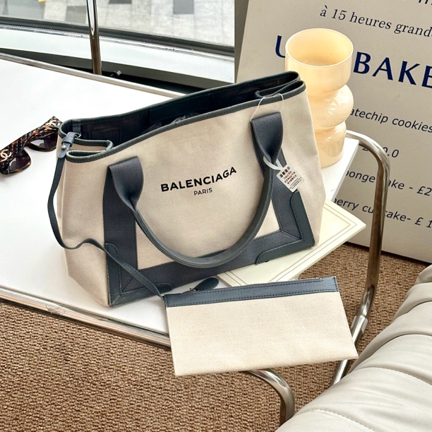95新 Balenciaga/巴黎世家 灰色沙滩包中号子母包