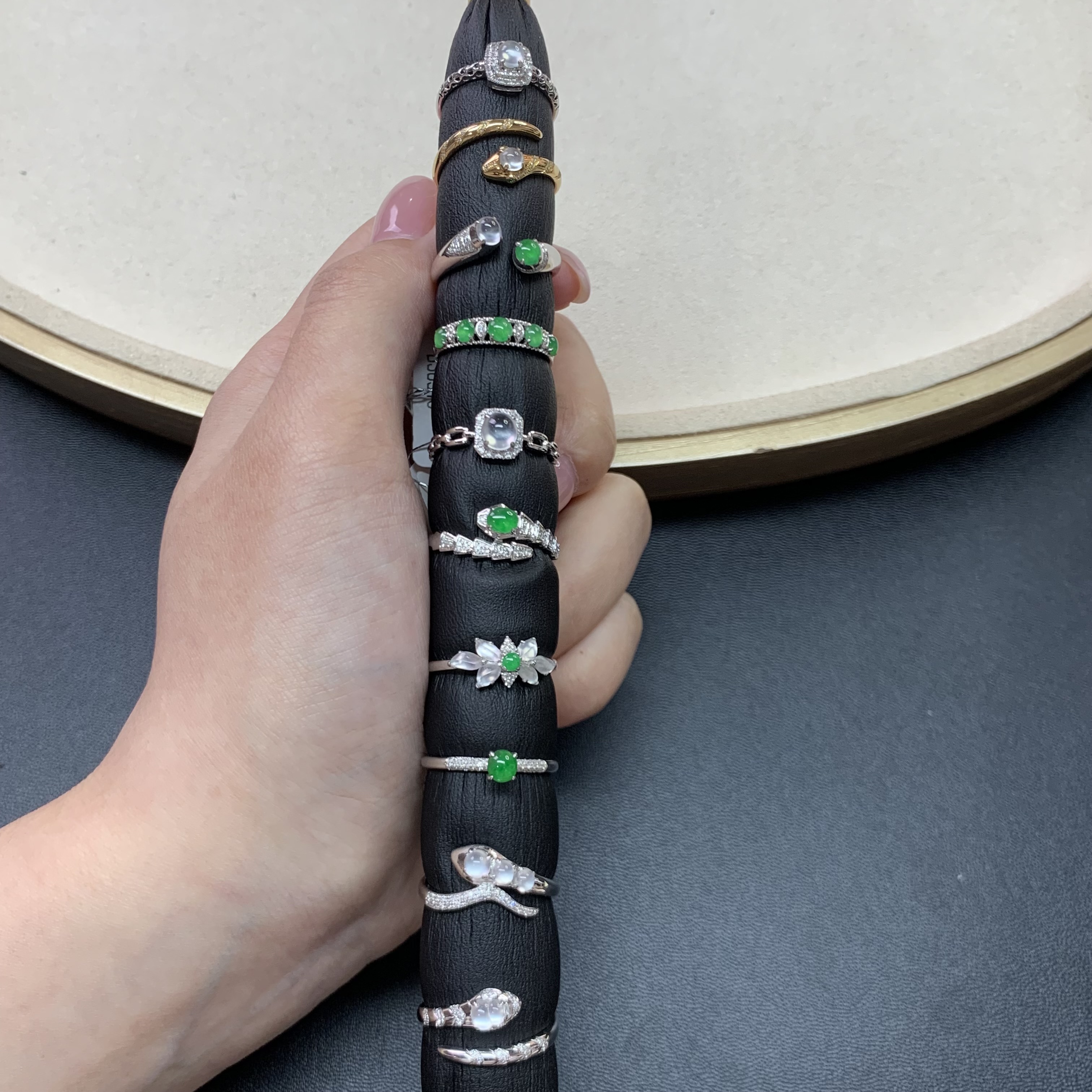 【小雪臻选】翡翠戒指-18K金-多样性发其一-S06|CXQ1