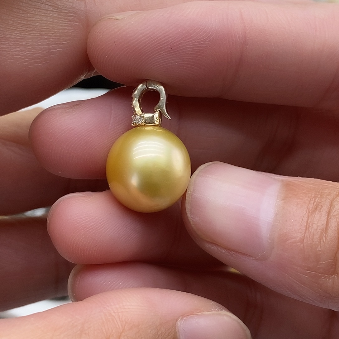 银S925镶嵌海水珍珠吊坠(不含链)