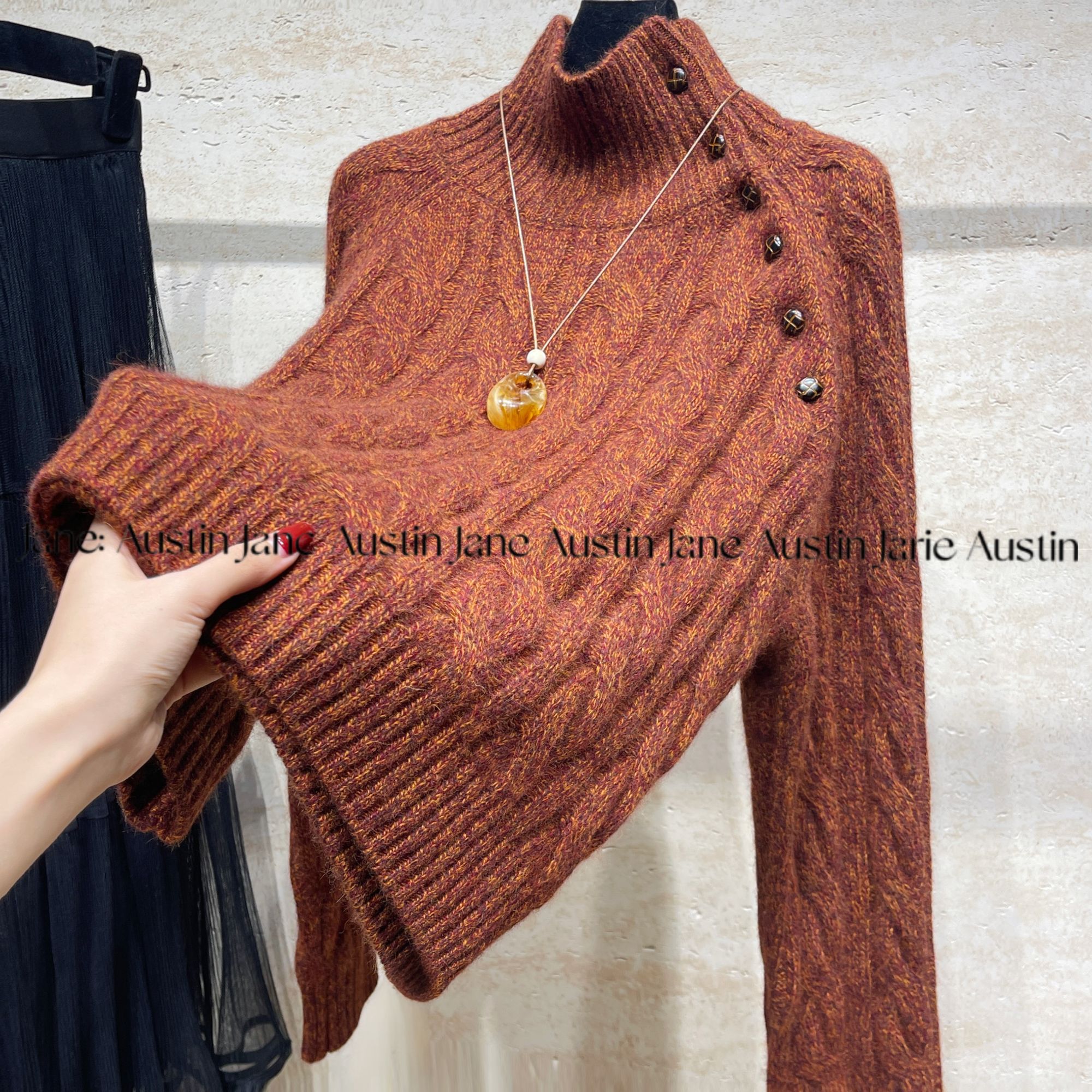 Jane Austin（枫林尽染）2025冬季爆款轻奢秋冬高级感长袖针织