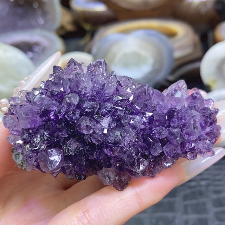 未镶嵌珠宝半成品水晶紫花球小山