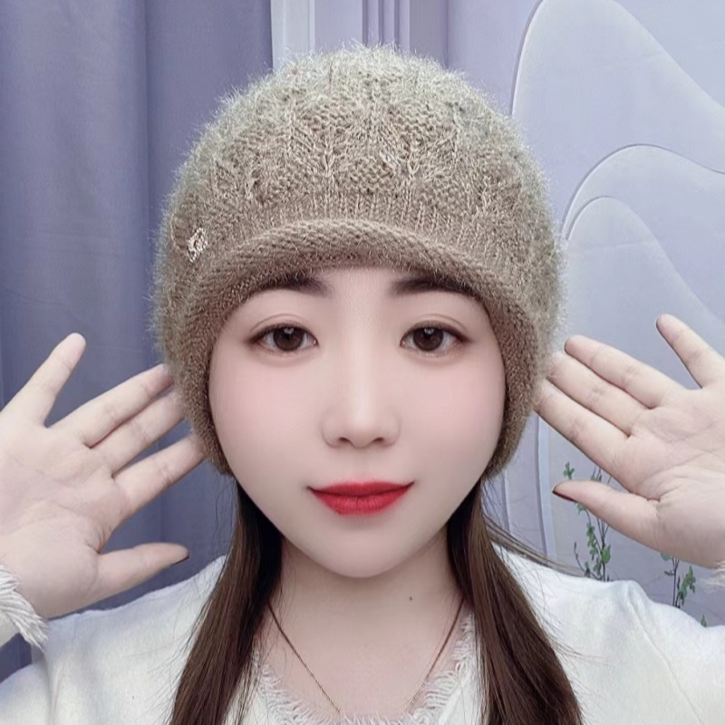 （开口款）新款双层加厚时尚洋气帽保暖护耳包头毛线针织帽防风