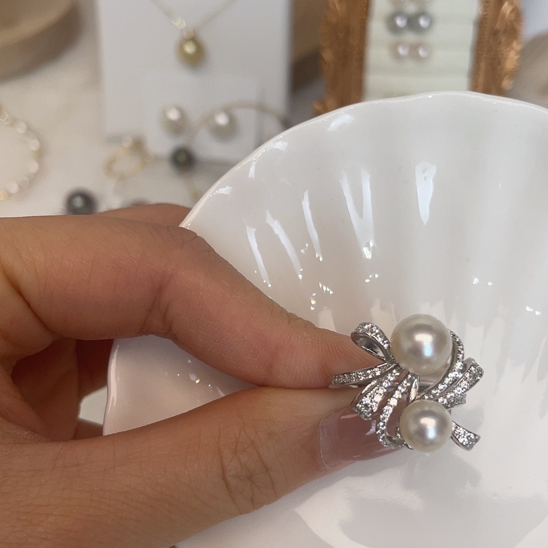 戒指海水珍珠银S925镶嵌