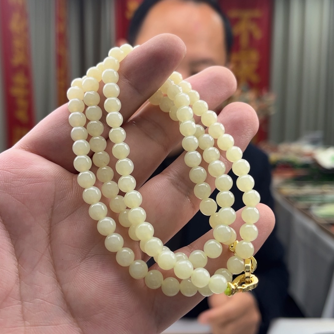 和田玉颈饰未镶嵌若羌黄口108项链多样性发货（拍一发一）