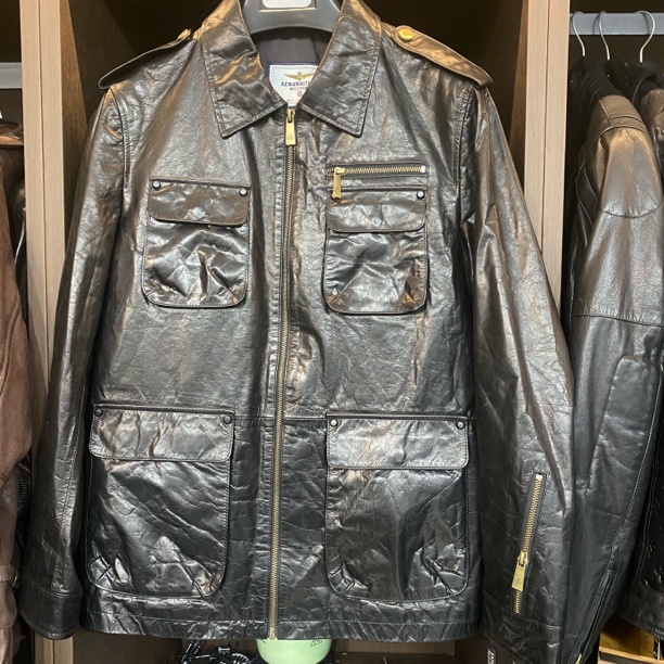 翻领头层牛皮油蜡猎装皮衣春秋休闲工装夹克男士真皮短款经典