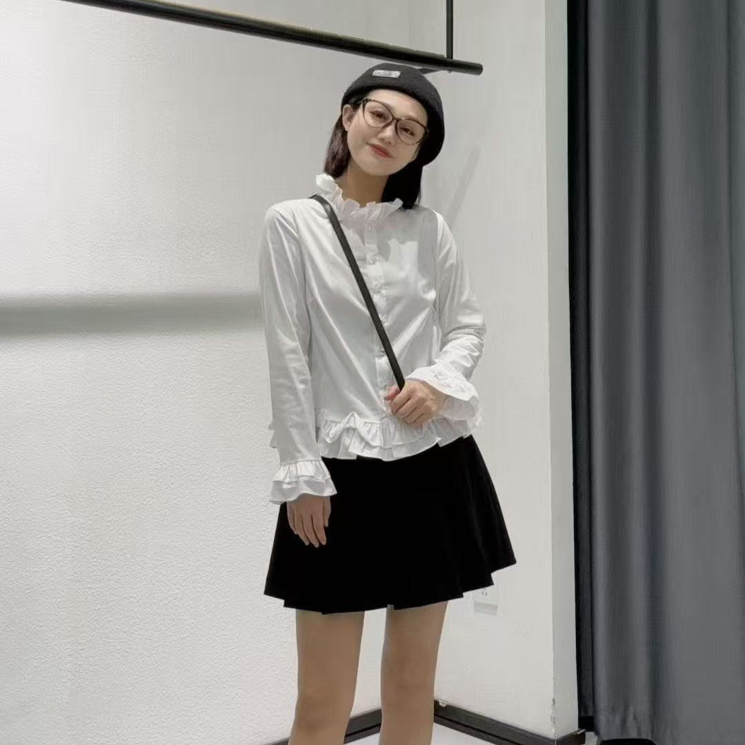 秋季新款温柔百搭系带宽松洋气别致衬衫
