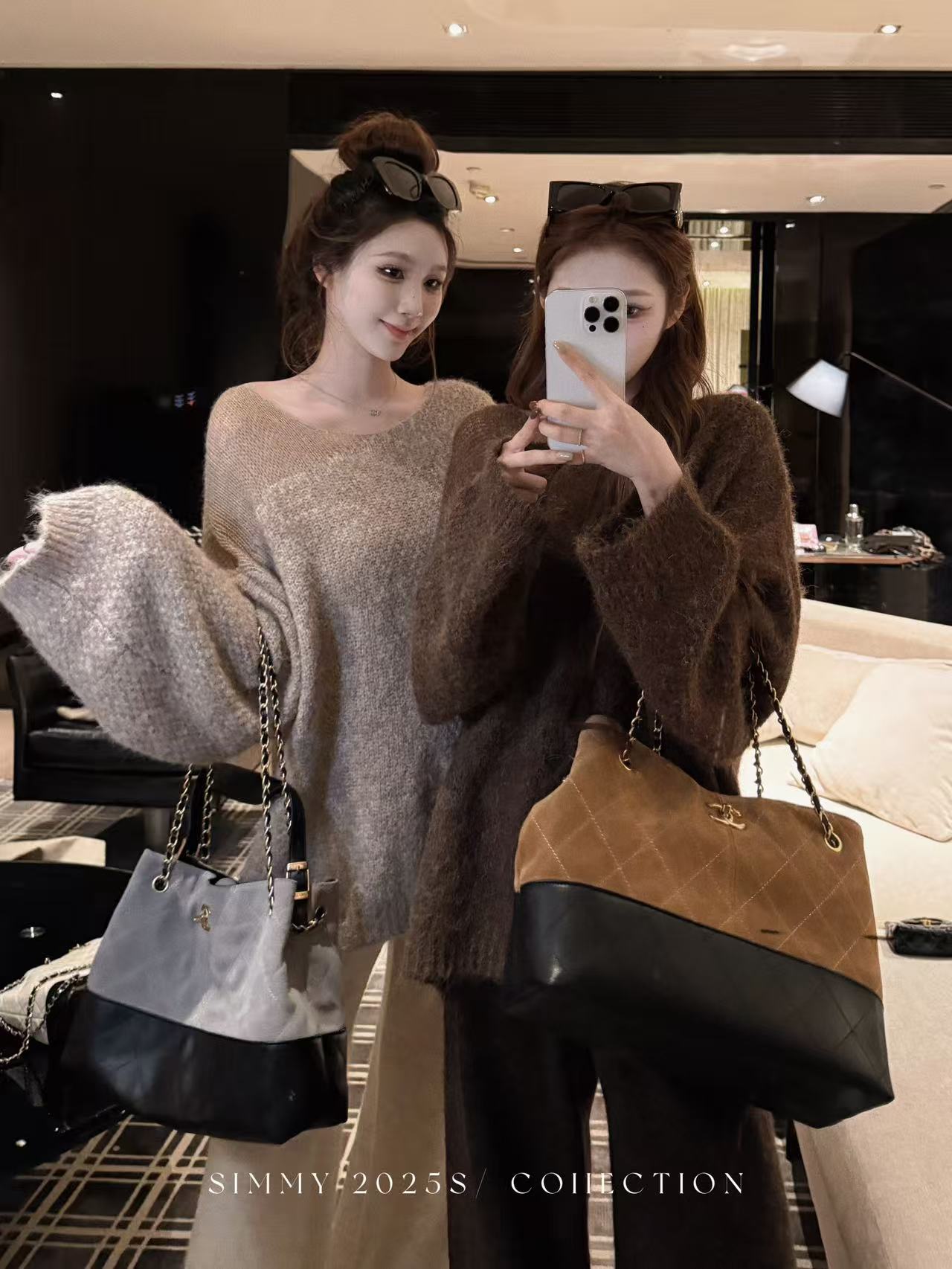 SIMMYJOY【雾感镂空】韩版宽松慵懒高级不规则侧肩镂空设计毛衣