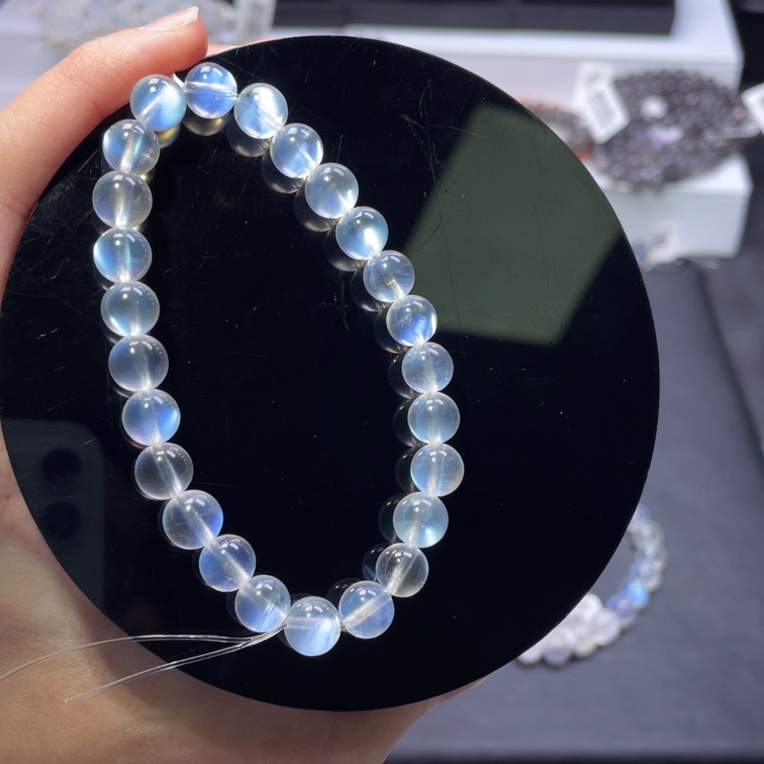 *****未镶嵌长石手链毕业级蓝月光7m+