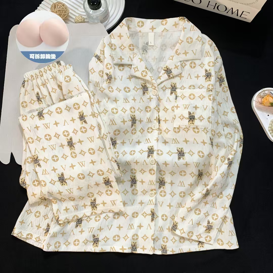 （可拆卸胸垫）春秋季抱抱泰迪新款家居服