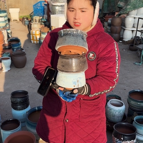 口15高11瑕疵盆子 