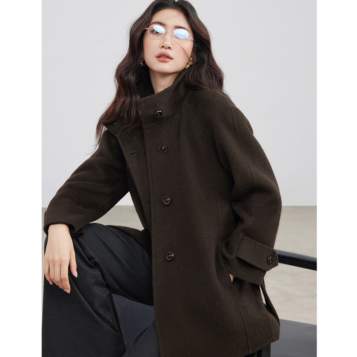 【主播专属】朗文斯汀法式绵羊毛双面毛呢外套DTYJ5508C07034