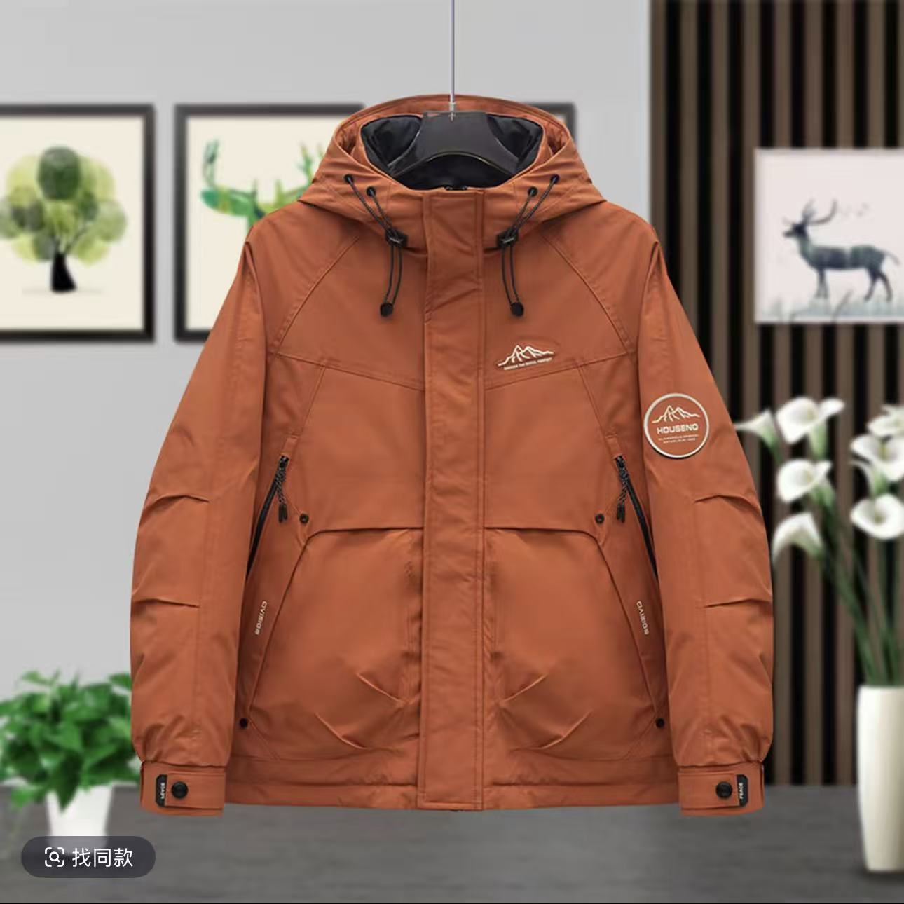 男士冬季休闲潮流保暖连帽防寒服9820