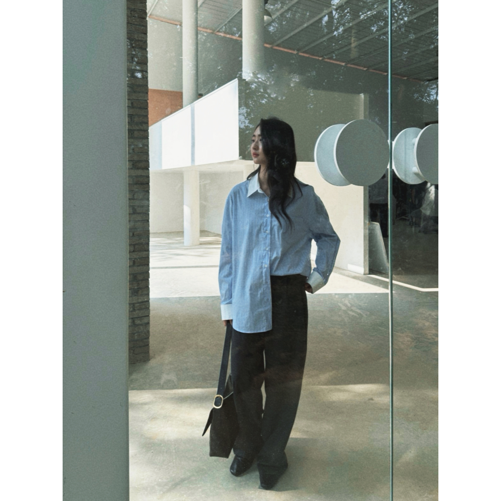 HANJO“晨曦微光”宽松慵懒风直筒休闲裤