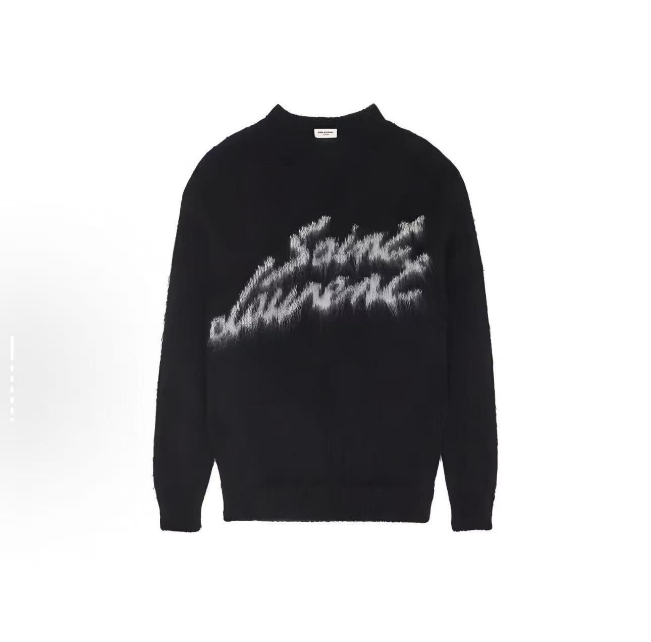 未使用 YSL/圣罗兰  字母提花圆领套头长袖毛衣 