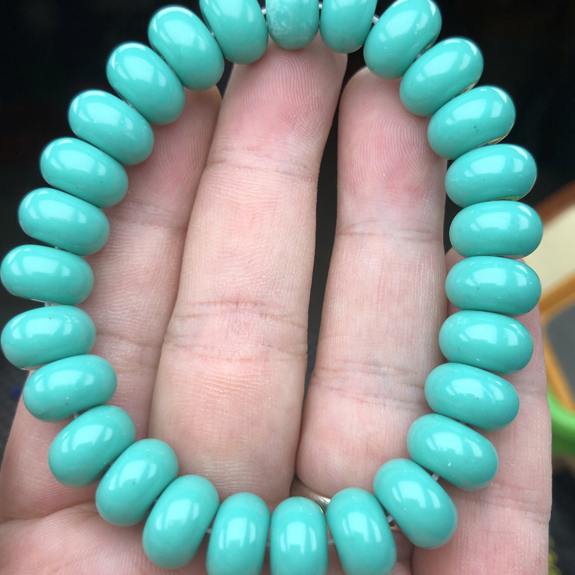 288高瓷绿算盘珠12mm手串