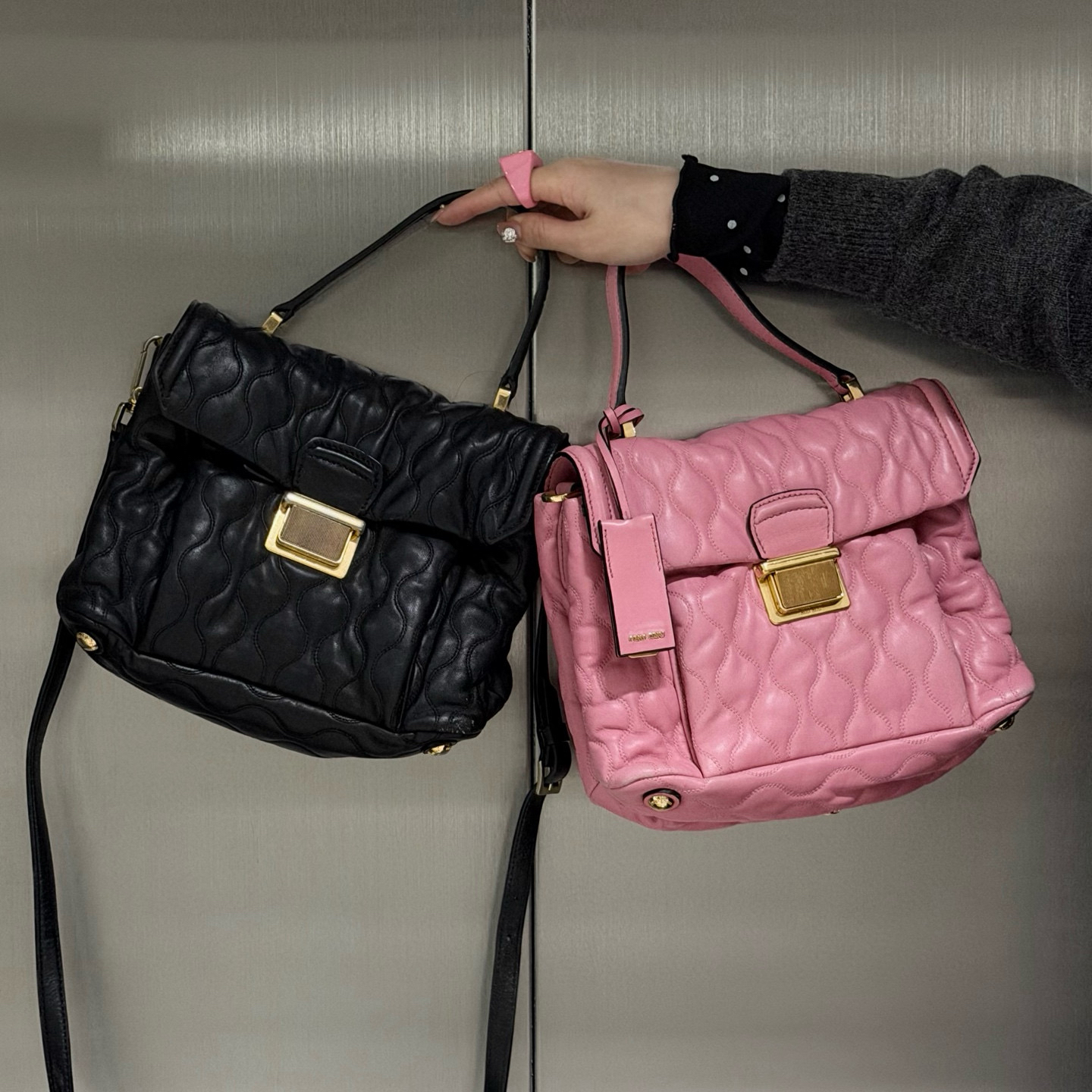 95新 MIU MIU/缪缪 miumiu 泡芙公文斜挎包