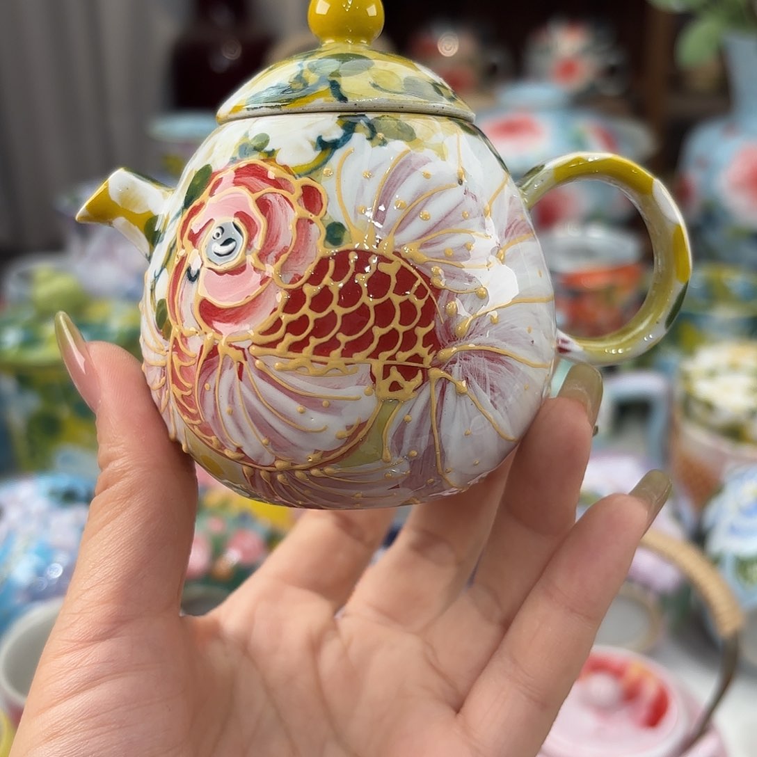 瓷片景德镇手绘高温釉下彩陶瓷茶具