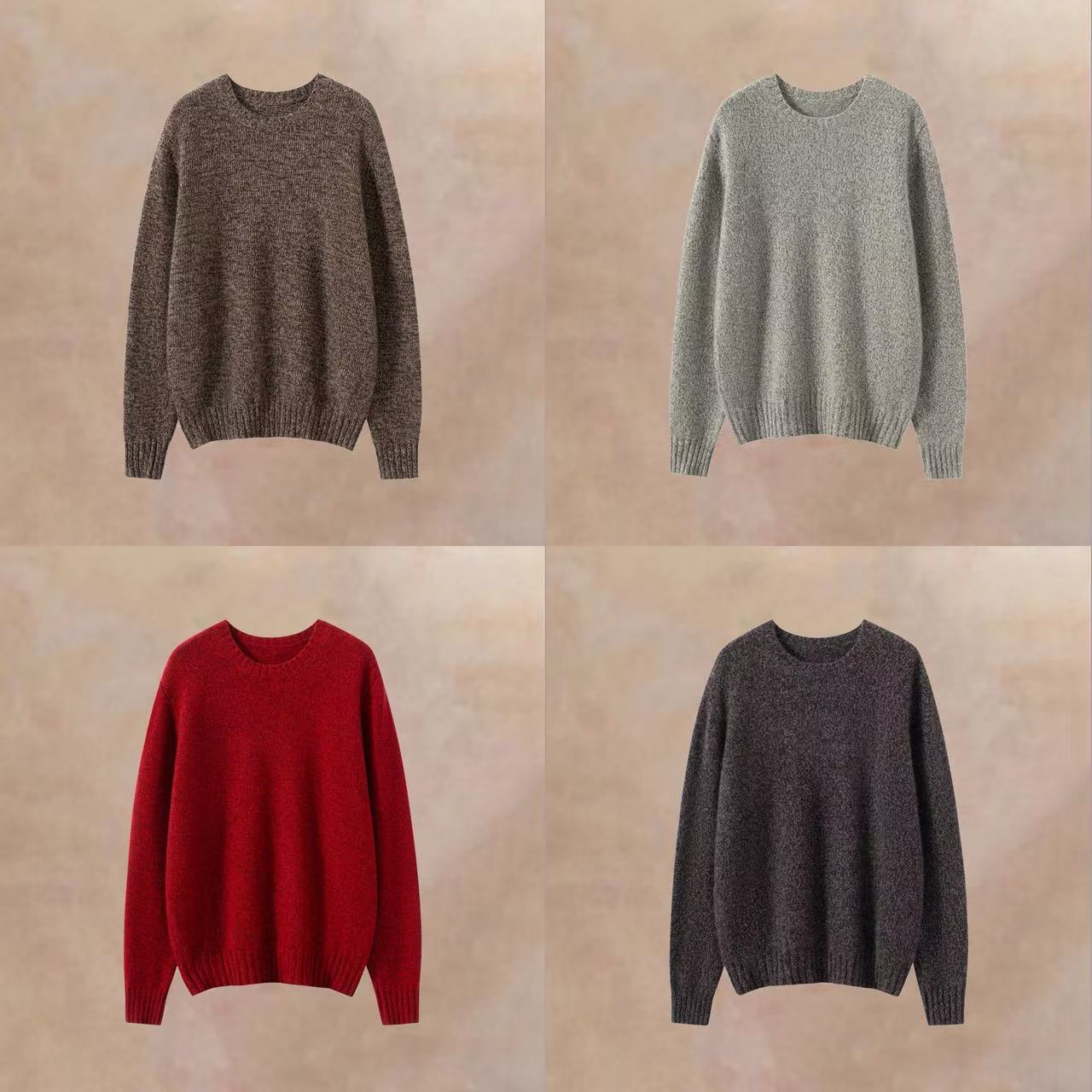 【高阶质感】康赛妮花纱线 100分山羊绒 宽松圆领针织套头衫 739