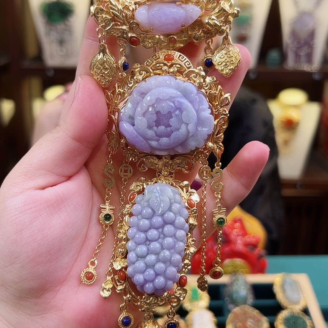 翡翠颈饰银S925镶嵌古风