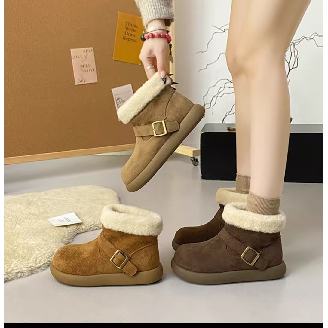 F17-2新款东北厚底加绒加厚雪地靴女款冬季保暖外穿防滑勃肯棉鞋