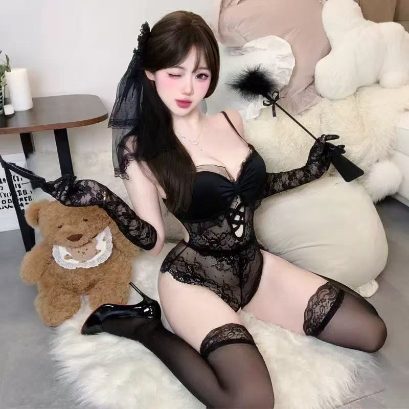 【星期二NO退NO换 】【80-130斤】cos兔女郎纯欲蕾丝吊带薄款辣妹显瘦