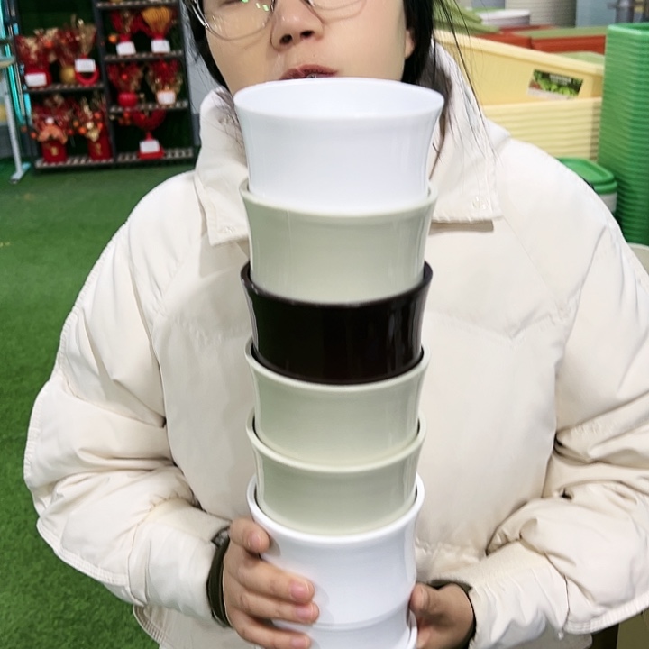 特价竹节口12高12白色带托6只