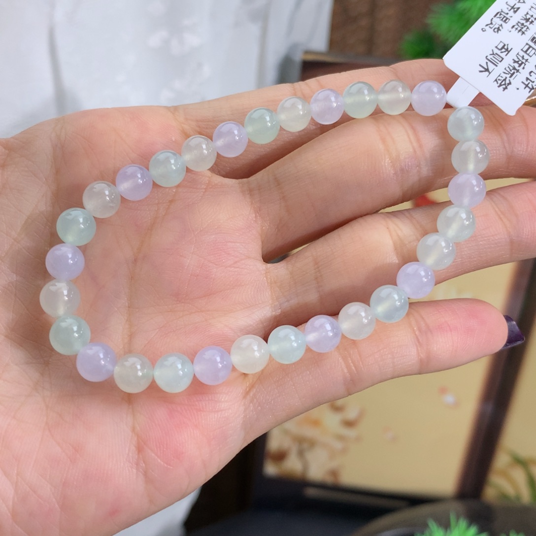 翡翠未镶嵌手串卡5.9冰胶马卡龙手串