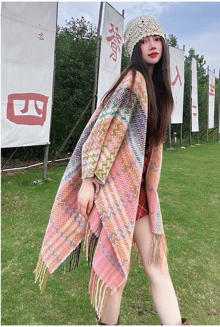 内蒙古厂家直邮旅行必备水波微披肩拍照巨好看保暖外搭均码