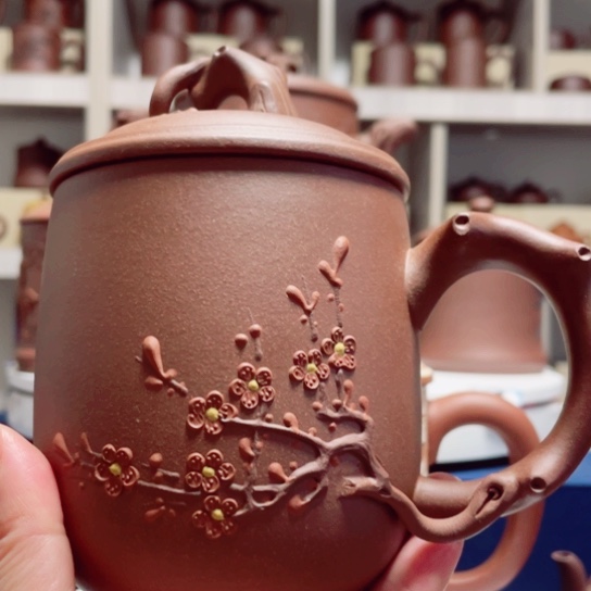 紫砂茶杯霁**峰紫泥梅花杯